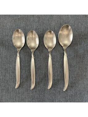 3 Teaspoons 1 Soup International Silver 1847 Rogers Bros FLAIR Silverplate 1956